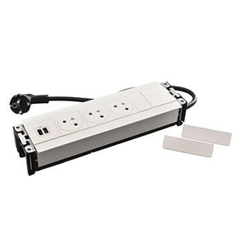 Multilink Incara version vertical pour mur équipé de 3 prises 2P+T et 1 chargeur USB Type-A+Type-C 15W - blanc