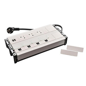 Multilink Incara version vertical pour mur équipé de 3 prises 2P+T , 1 chargeur USB Type-A+Type-C , 4 prises RJ45 -blanc