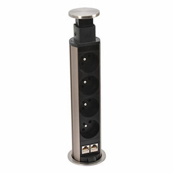 Top access encastrable avec prise électrique, 1 USB, 1 RJ45