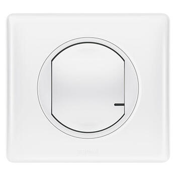 Interrupteur à option variateur connecté Céliane with Netatmo avec plaque Laqué Blanc