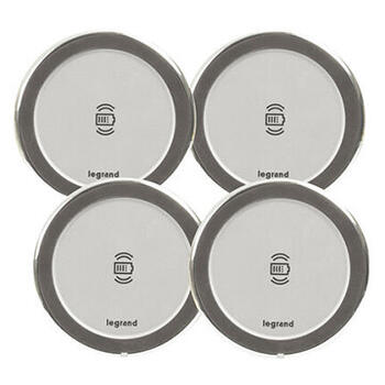 Kit complet 4 chargeurs sans fils à induction 15W avec alimentation pour mobilier, à raccorder - aluminium