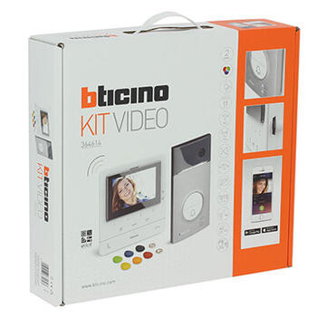 Kit portier vidéo couleur Classe 100X connecté avec écran 5pouces, contrôle d'accès par badges et boucle inductive Blanc