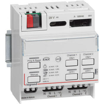 Contrôleur modulaire pour variation BUS KNX pour toutes charges BT , TBT , LED et fluocompact avec 2 sorties 2x300W