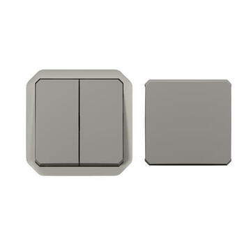 Transformeur étanche réversible pour réaliser 5 fonctions Plexo IP55 IK08 avec enjoliveur finition gris