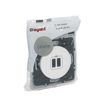 Double chargeur USB Céliane Type-C 3A 15W - Blanc