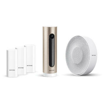 Système d’Alarme Vidéo Intelligent connecté Netatmo - kit avec 1 caméra intérieure + 1 sirène + 3 détecteurs d'ouverture