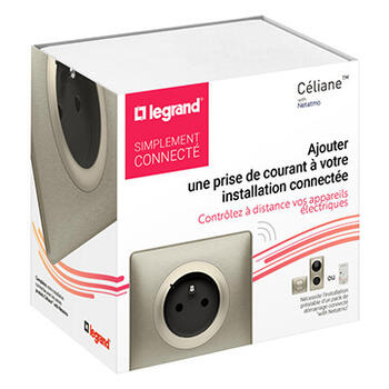 Prise de courant connectée avec mesure puissance et suivi consommation Céliane with Netatmo complète avec plaque Titane