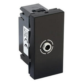 Prise Jack femelle 3,5mm à visser Mosaic 1 module - noir mat