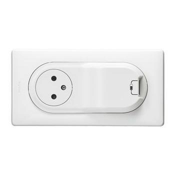 Prise Céliane Surface + chargeur USB avec plaque + boite 1 poste - Blanc 