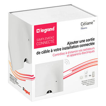 Sortie de câble connectée compatible fil pilote pour appareils 3000W maximum et mesure consommation - complet blanc