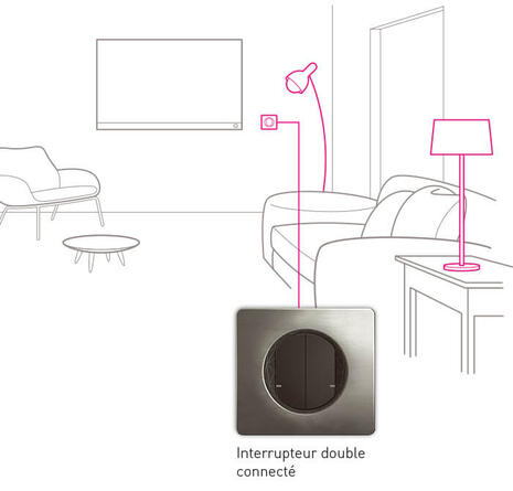 Interrupteur Double Encastré En Noyer Série 8000 - Design Moderne Et élégant - Pour Contrôle D'éclairage - Finition Bois Naturel