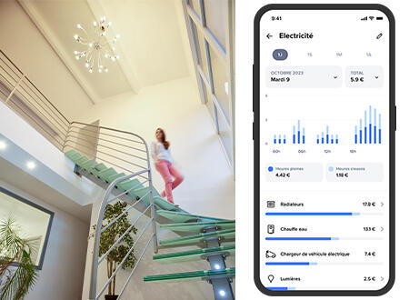 femme escalier smartphone hc detail conso 450x330