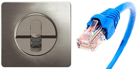 prise rj45 plaque celiane acier satine cable rj45 450x225