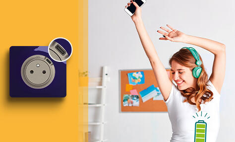 Céliane™ prise surface avec chargeur USB Type-C : idéal pour le neuf et la rénovation !