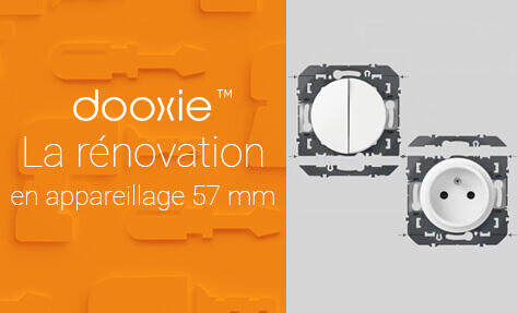 Comment réaliser une combinaison 2 postes entraxe 57mm dooxie™ en rénovation grâce aux supports sécables des mécanismes ? 