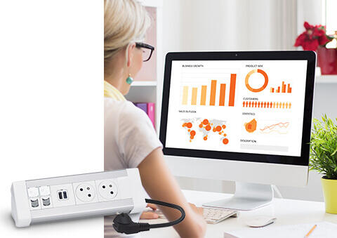 Blocs bureaux équipés avec prises 2P+T Surface