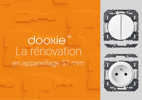 Comment réaliser une combinaison 2 postes entraxe 57mm dooxie™ en rénovation grâce aux supports sécables des mécanismes ? 