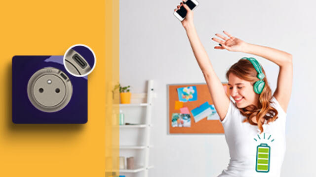 Céliane™ prise surface avec chargeur USB Type-C : idéal pour le neuf et la rénovation !