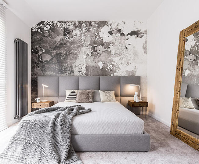 chambre moderne grise grand miroir 938x569