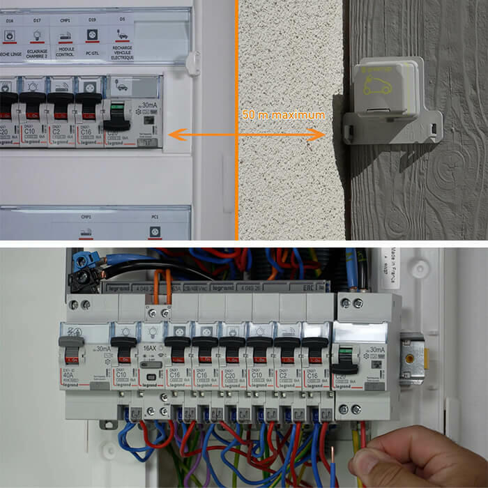 Installation d'une prise électrique et disjoncteur tableau 