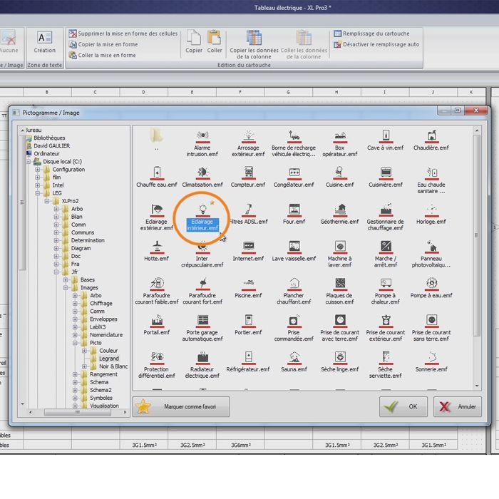 Logiciel XL Pro³ : comment utiliser la fonction Pictogrammes favoris dans  le cartouche du module Schéma ? - professionnel