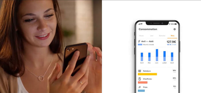 legrand femme sourir smartphone app home control suivi conso 1222x569