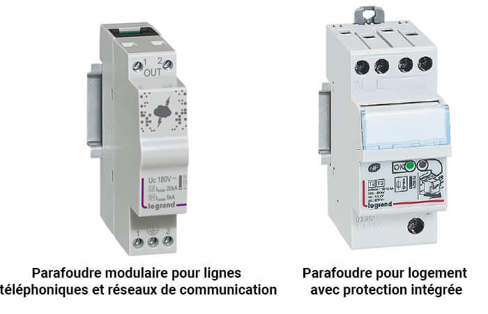 Parafoudre modulaire pour logement avec protection intégrée - 2 modules -  particulier